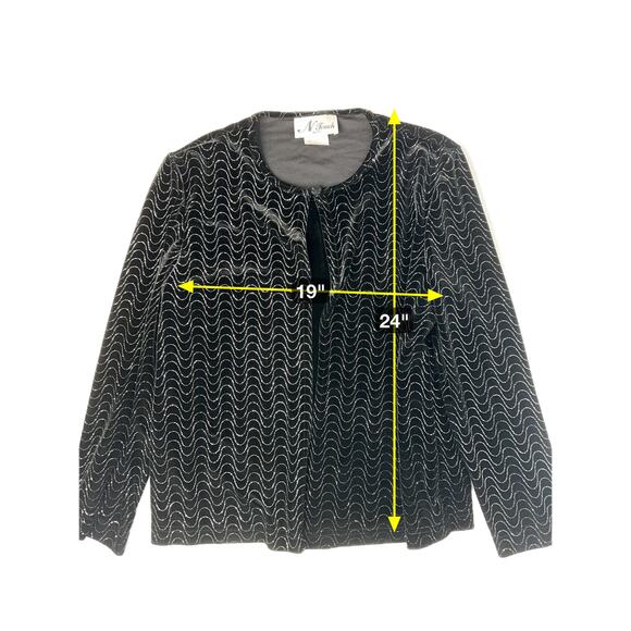 Vintage N Touch Black Velvet Metallic Sparkle Cardigan Top Womens Petite Size PS - Picture 9 of 9